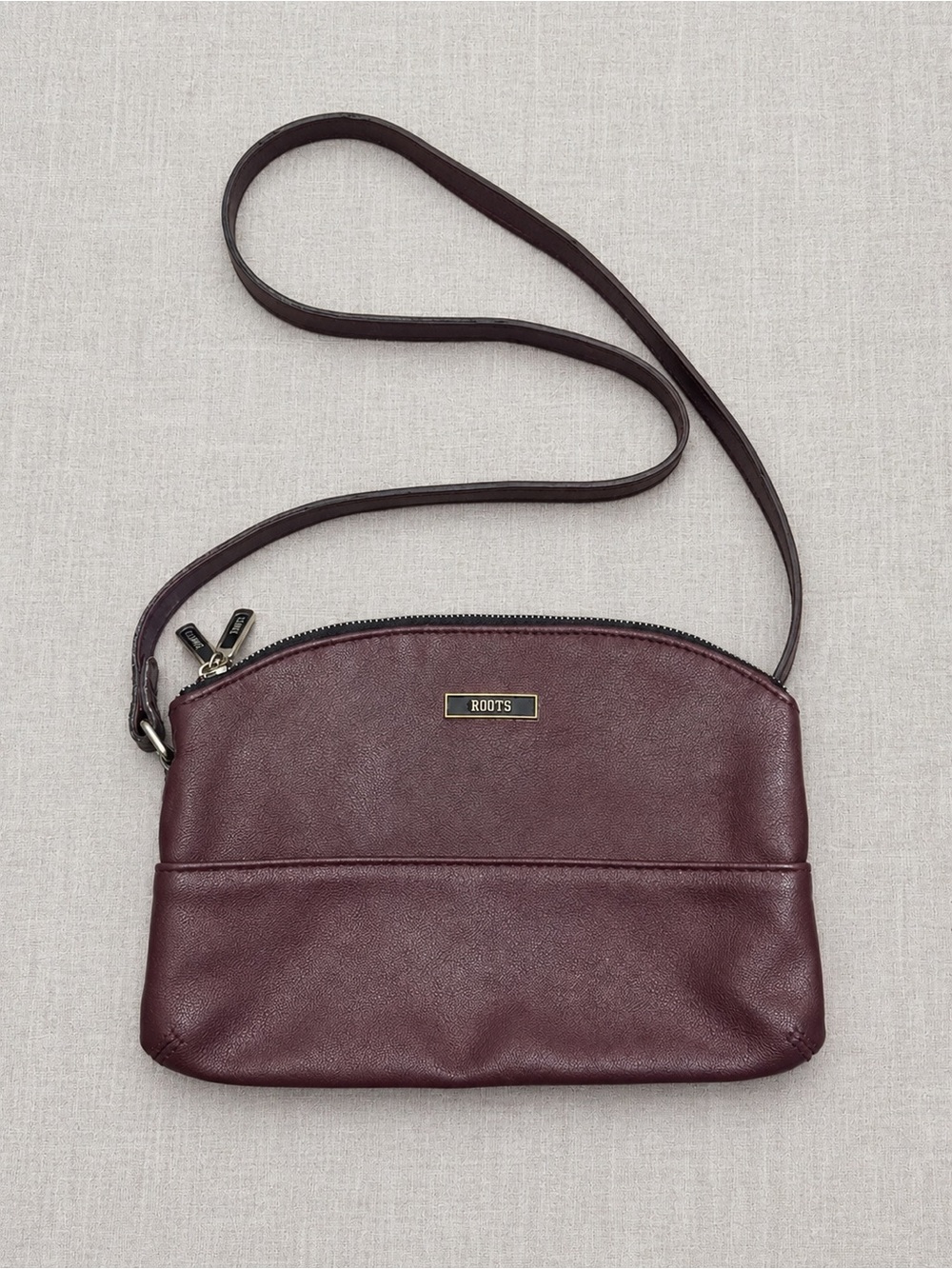 Roots Wine Leatherette Crossbody Bag